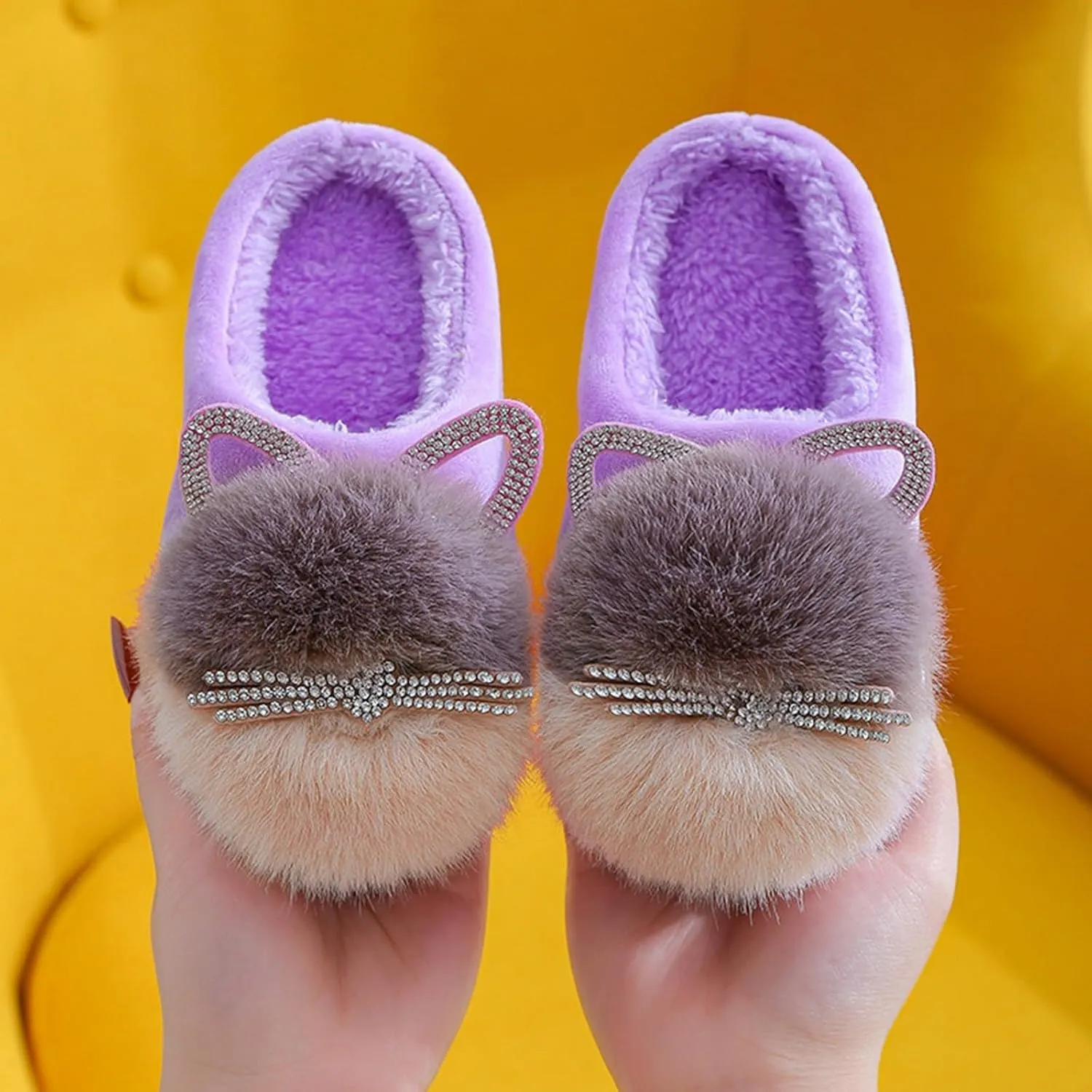 Big Girl Shoe Kids Children's Boys Girls Winter Fall Plush Shoes Indoor Warm and Cute Flock Softball Sandals for Girls