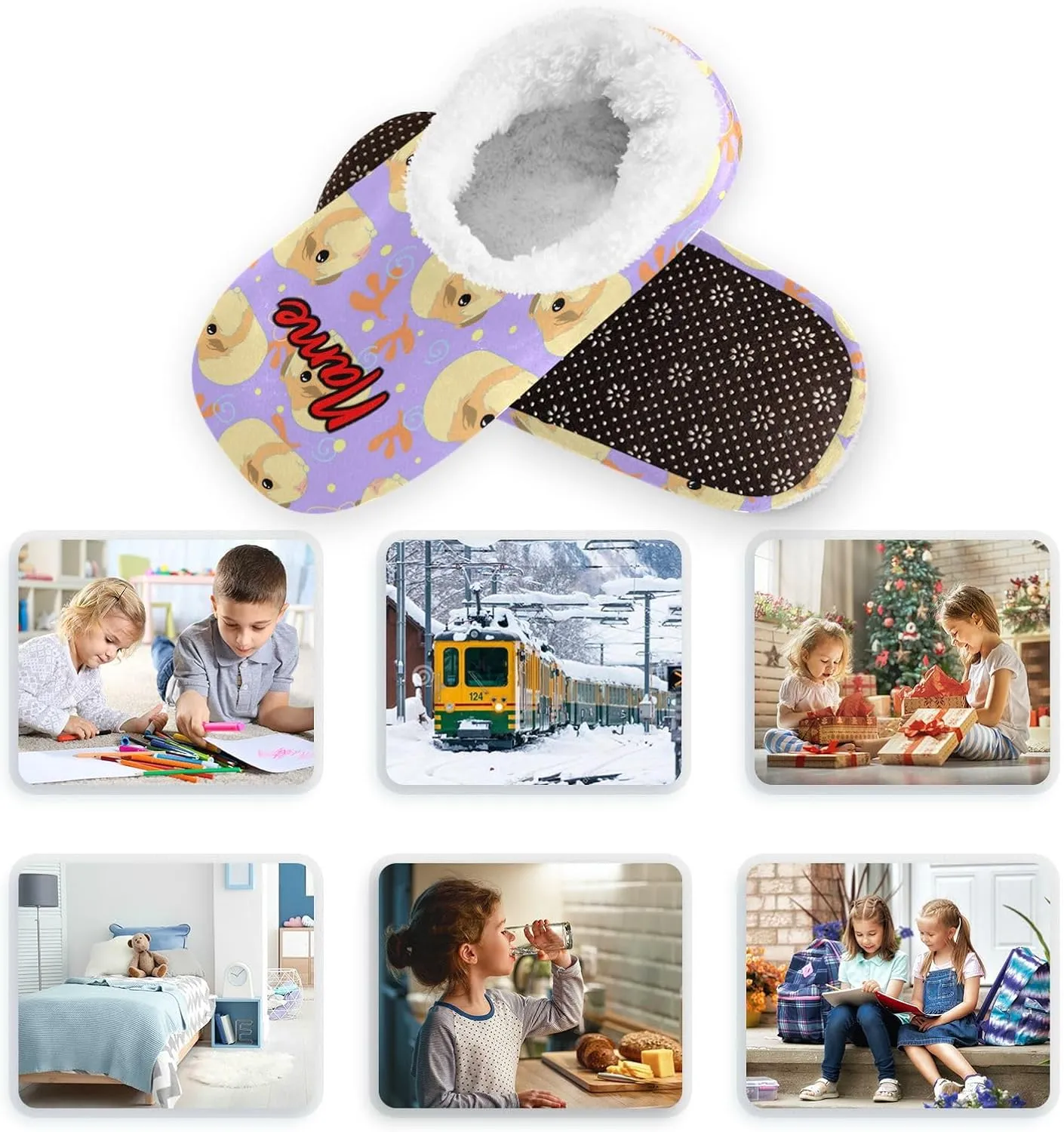 Boccsty Custom Boys Girls Slippers Kids Toddler Slippers Animal Slippers Warm Slippers Winter Slippers