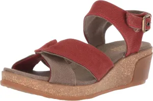 El Naturalista Women's N5007t Seaweed Canvas Black/Leaves Wedge Sandal, 6 AU