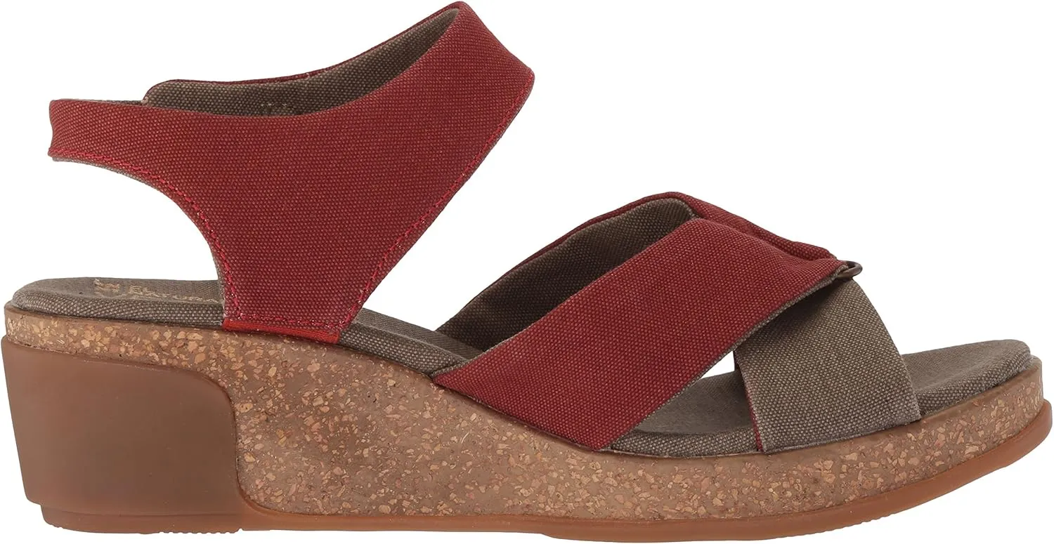 El Naturalista Women's N5007t Seaweed Canvas Black/Leaves Wedge Sandal, 6 AU