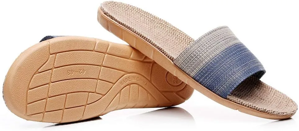 Men Slipper Breathable Linen Flip-Flops Sandals Home Shoes Beach Shoes Cotton Men's Slipper Men S Slippers Size 11 Laces
