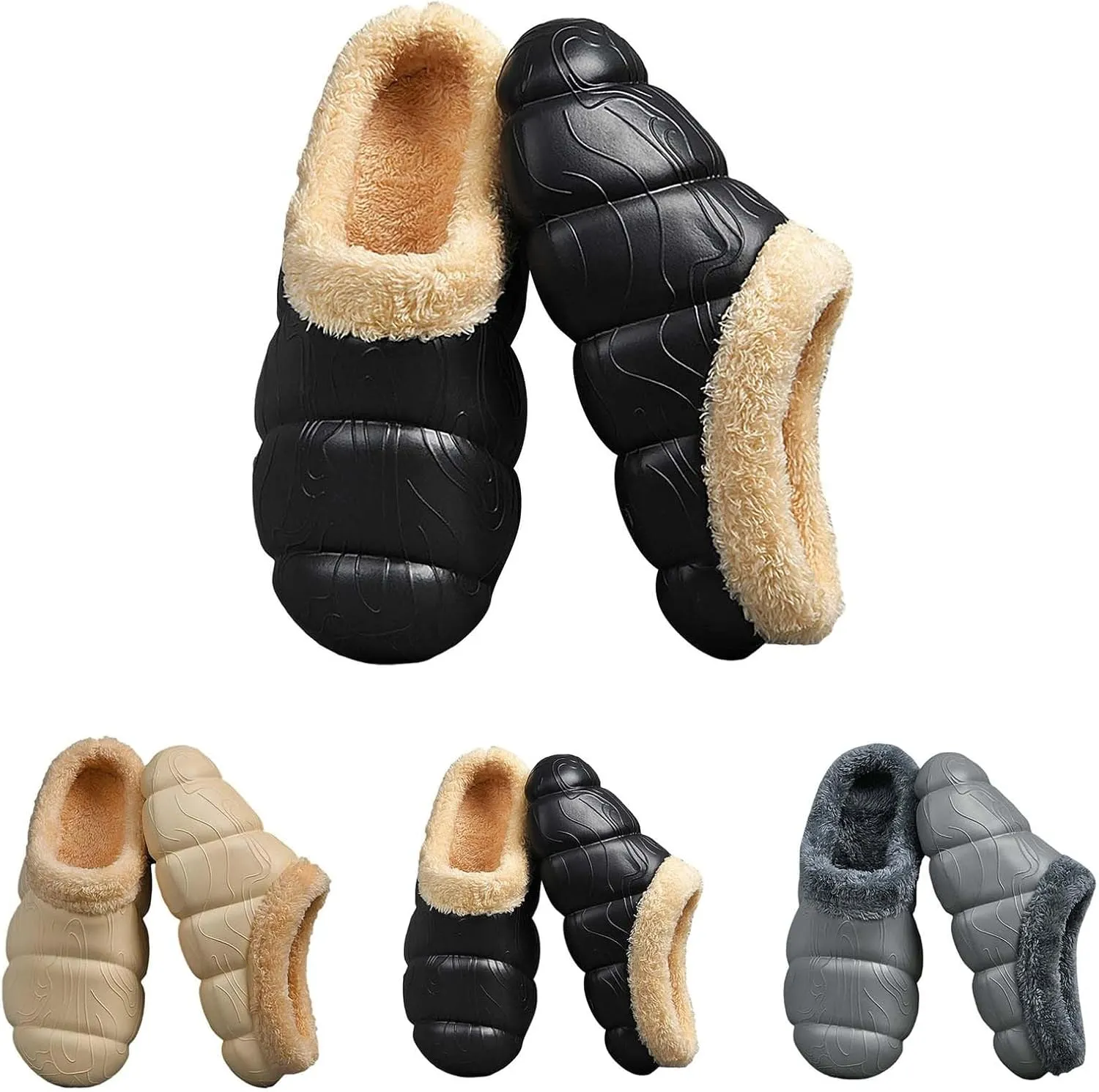 Mens Bear Slippers Plush Lined Soft Sole Slip On Slipper Men Warm Non Slip Bedroom Slippers House Slippers for Men