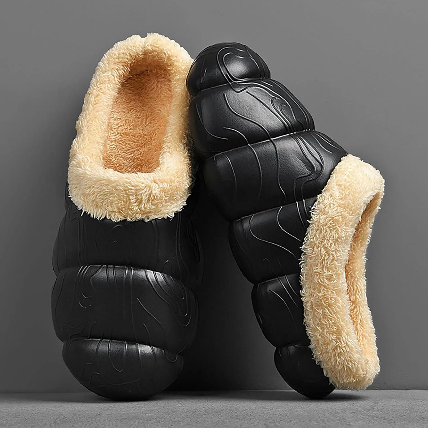 Mens Bear Slippers Plush Lined Soft Sole Slip On Slipper Men Warm Non Slip Bedroom Slippers House Slippers for Men