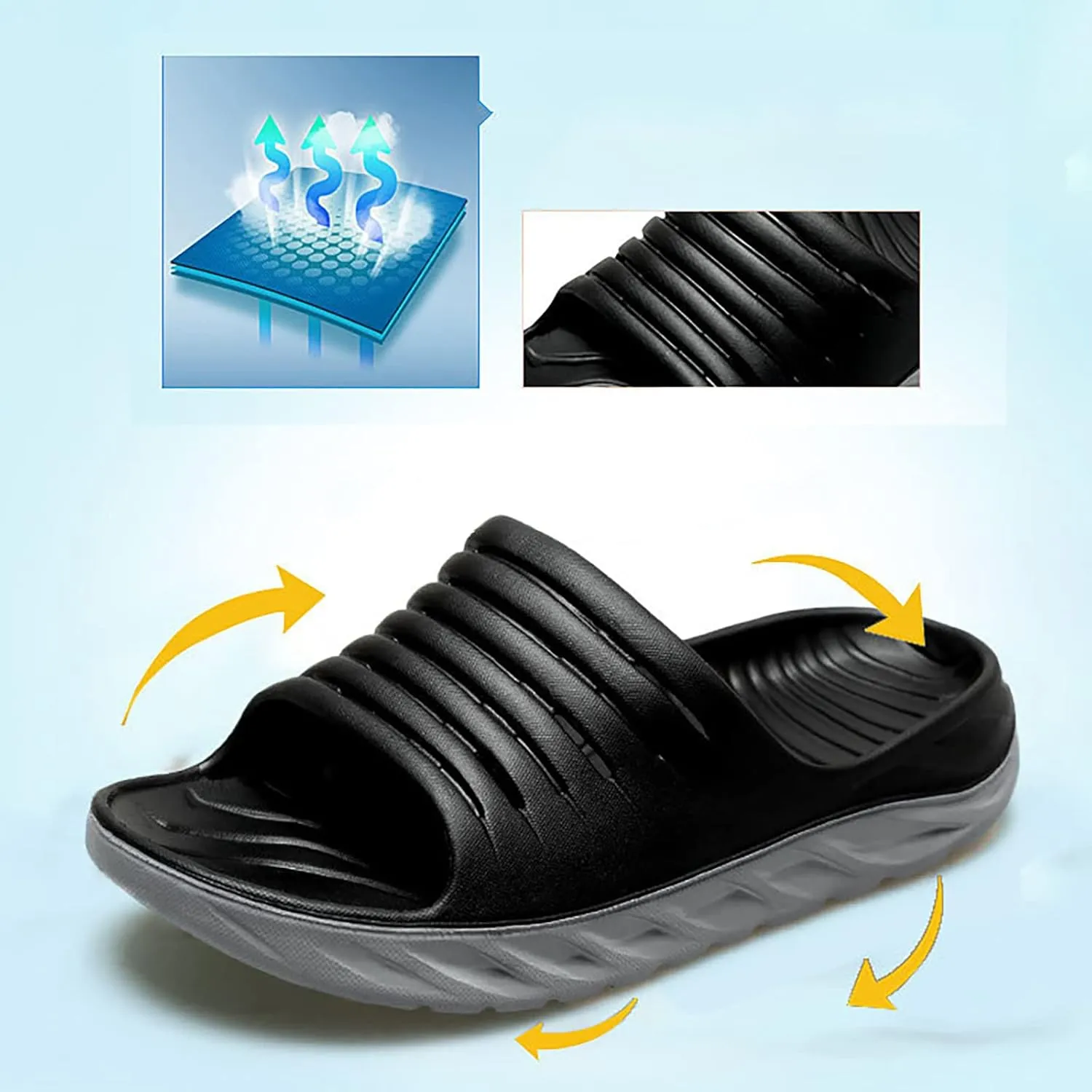 Men's Comfortable and Lightweight Large Thick Arch Slippers in Summer Mens Slippers with Arch Support
